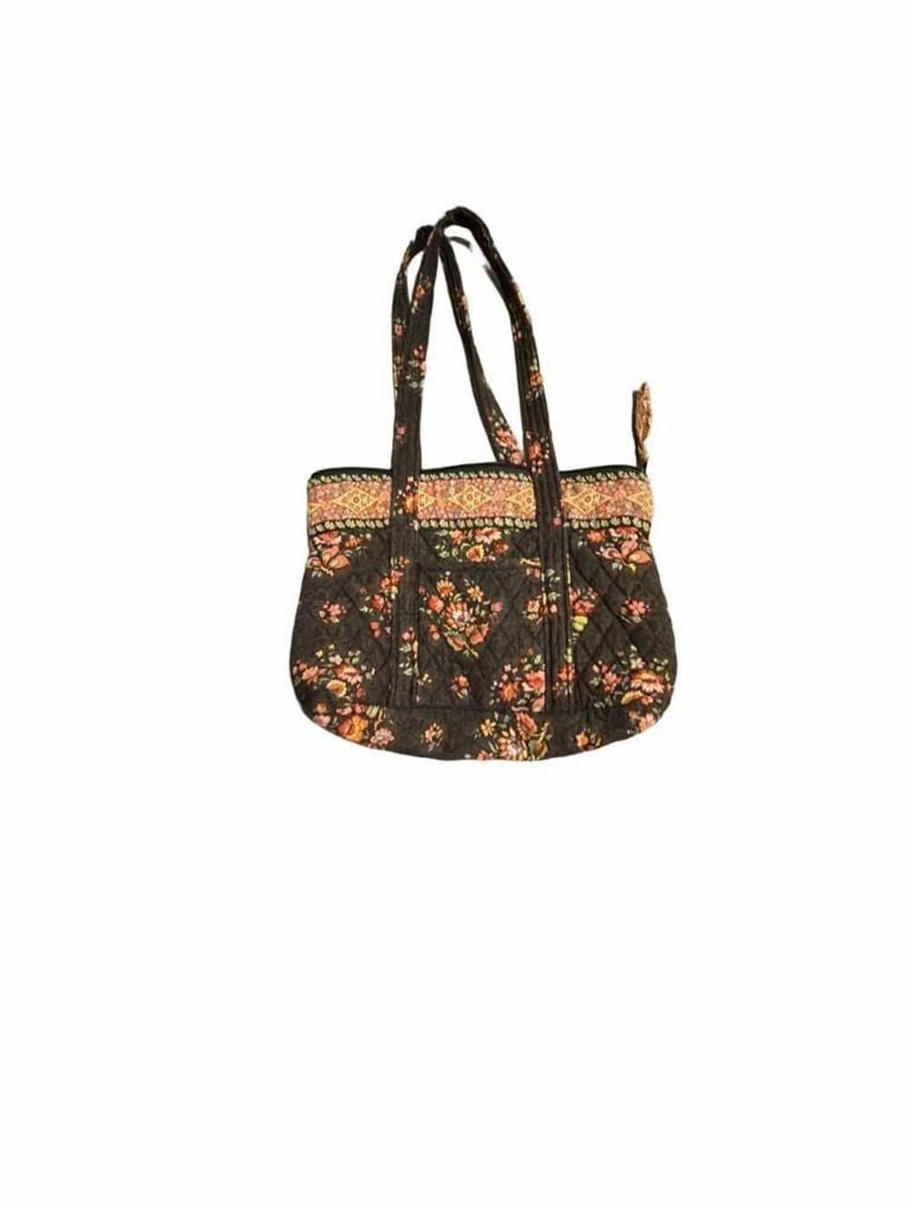 Vera Bradley Little Betsy Quilted Cotton Floral Shoulder Bag Brown (Z-3)